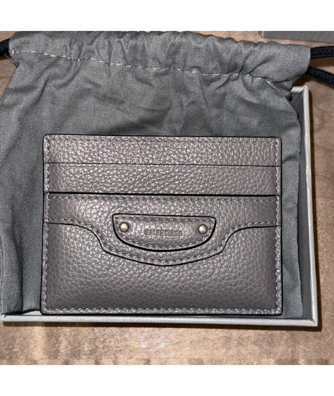 BALENCIAGA Серая кожаная визитница, фото 4