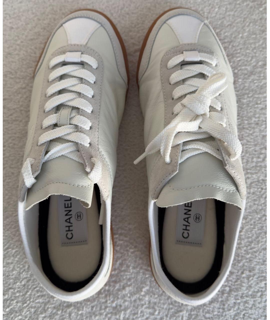 CHANEL Белые кожаные кеды, фото 3