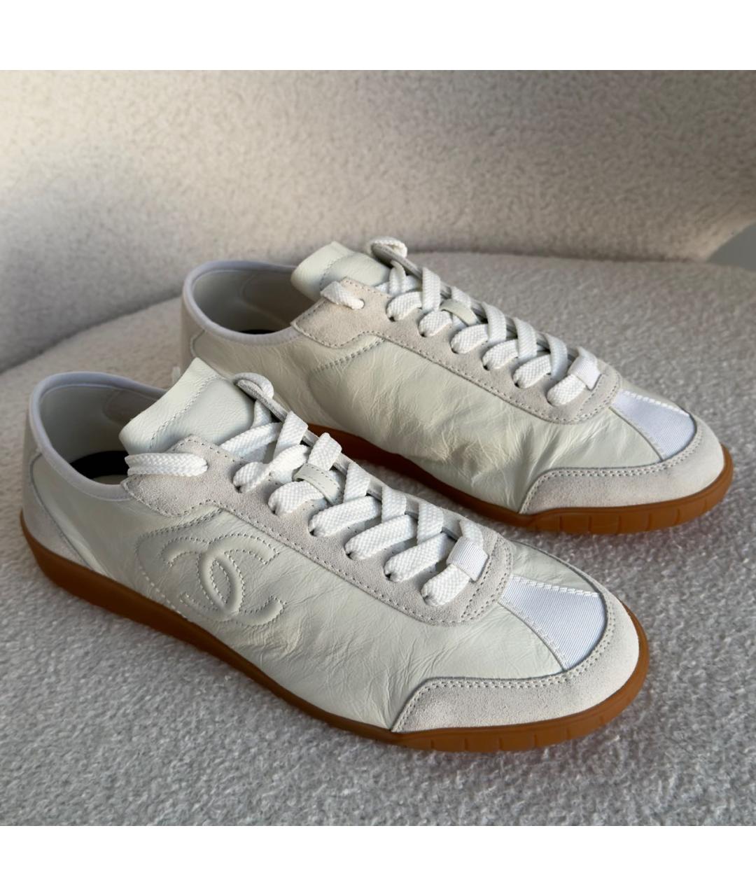 CHANEL Белые кожаные кеды, фото 5