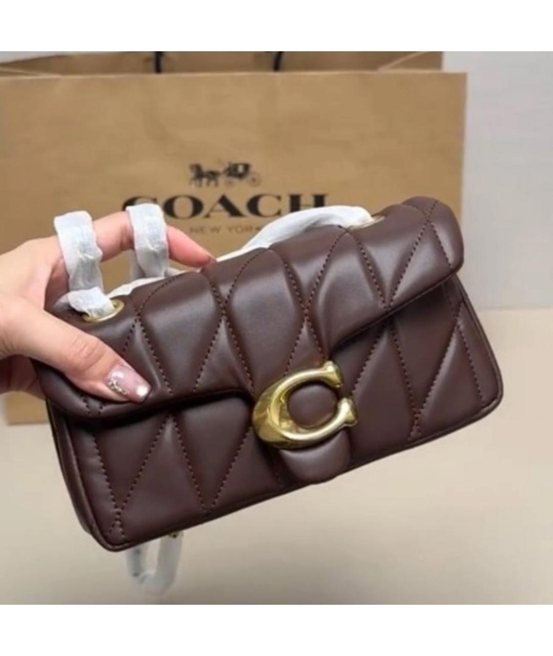 COACH Коричневая кожаная сумка через плечо, фото 4