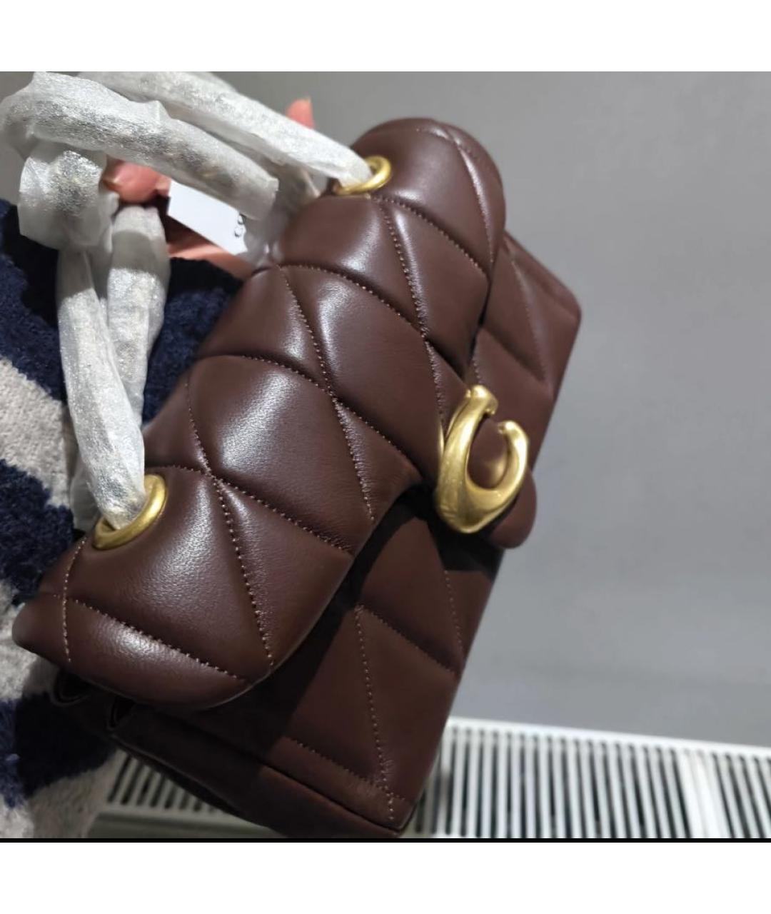 COACH Коричневая кожаная сумка через плечо, фото 7