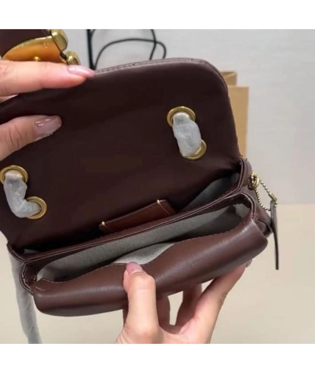 COACH Коричневая кожаная сумка через плечо, фото 5