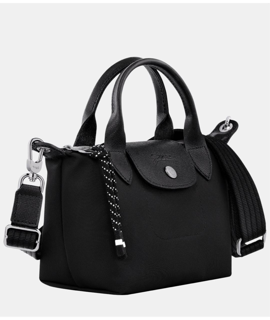 LONGCHAMP Черная тканевая сумка с короткими ручками, фото 2