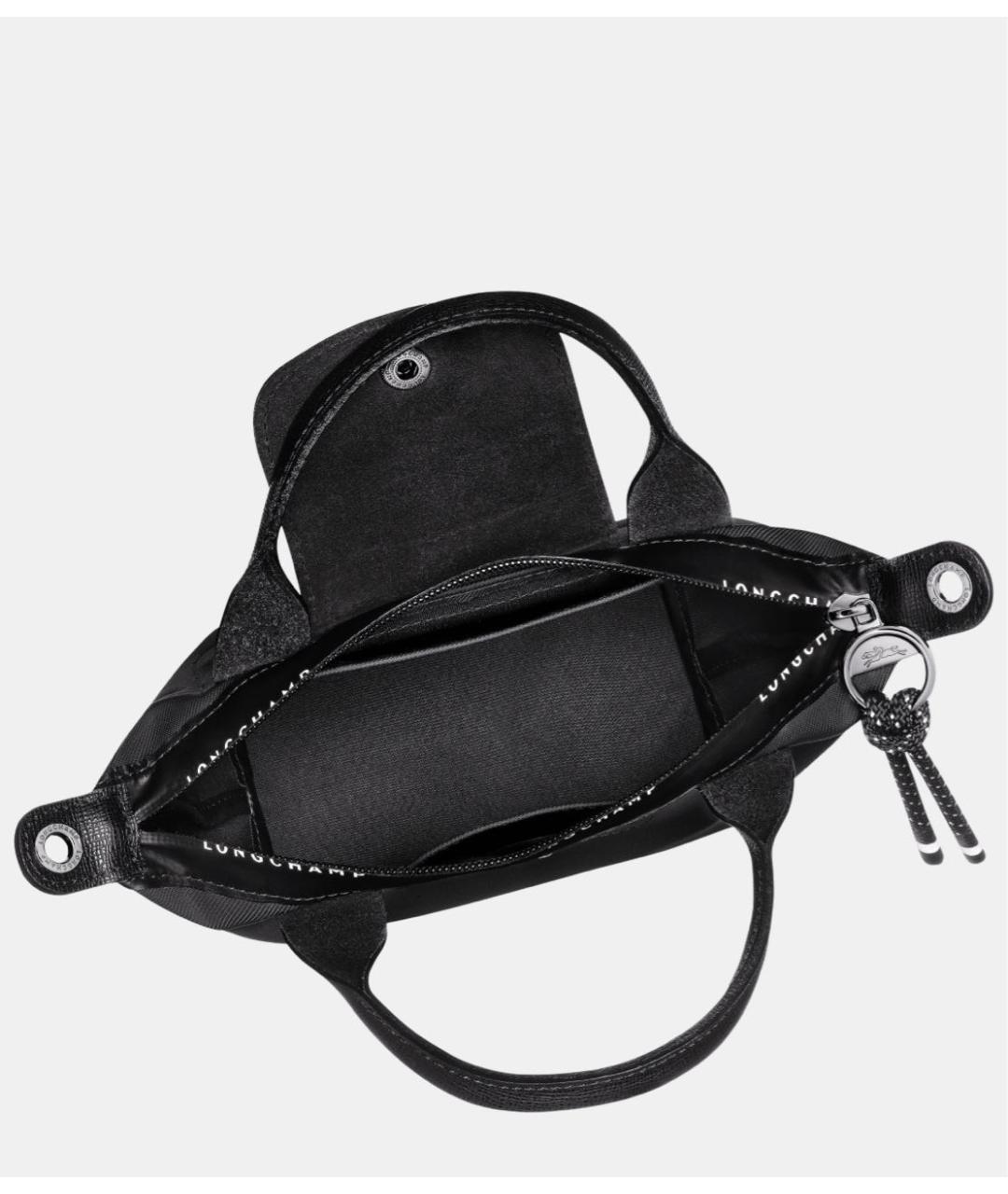 LONGCHAMP Черная тканевая сумка с короткими ручками, фото 4