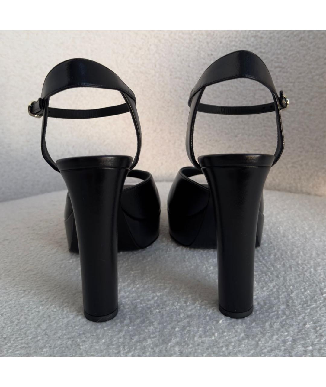 CHANEL Черные кожаные босоножки, фото 4