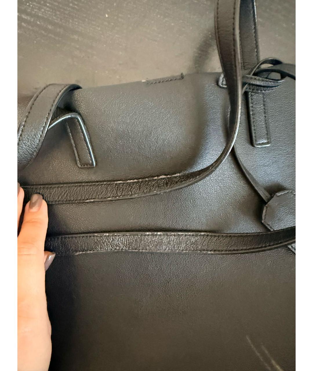 SAINT LAURENT Черная кожаная сумка тоут, фото 2