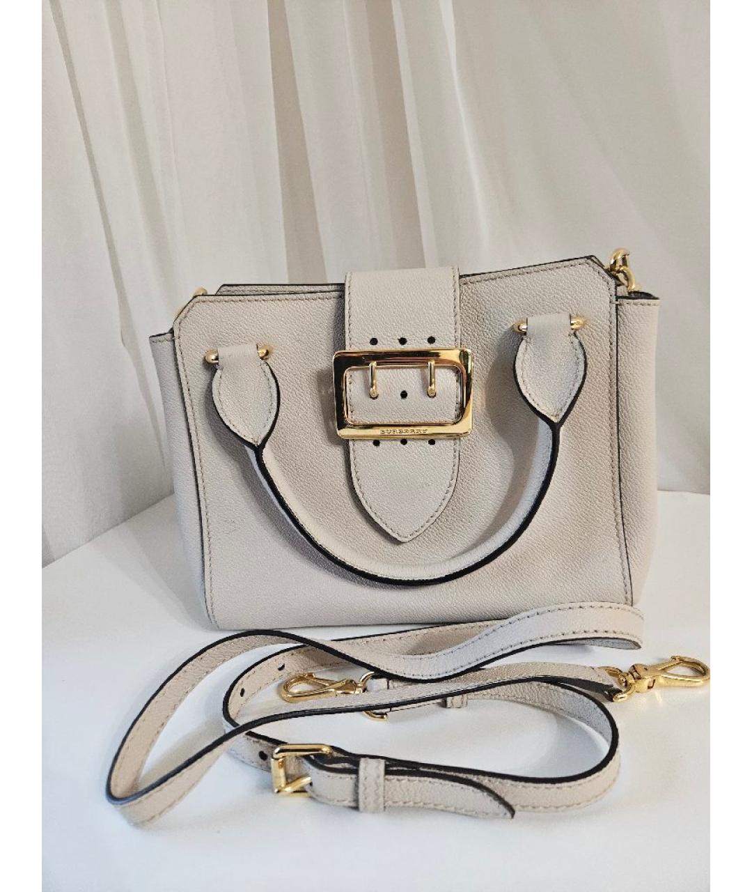 BURBERRY Бежевая кожаная сумка с короткими ручками, фото 8