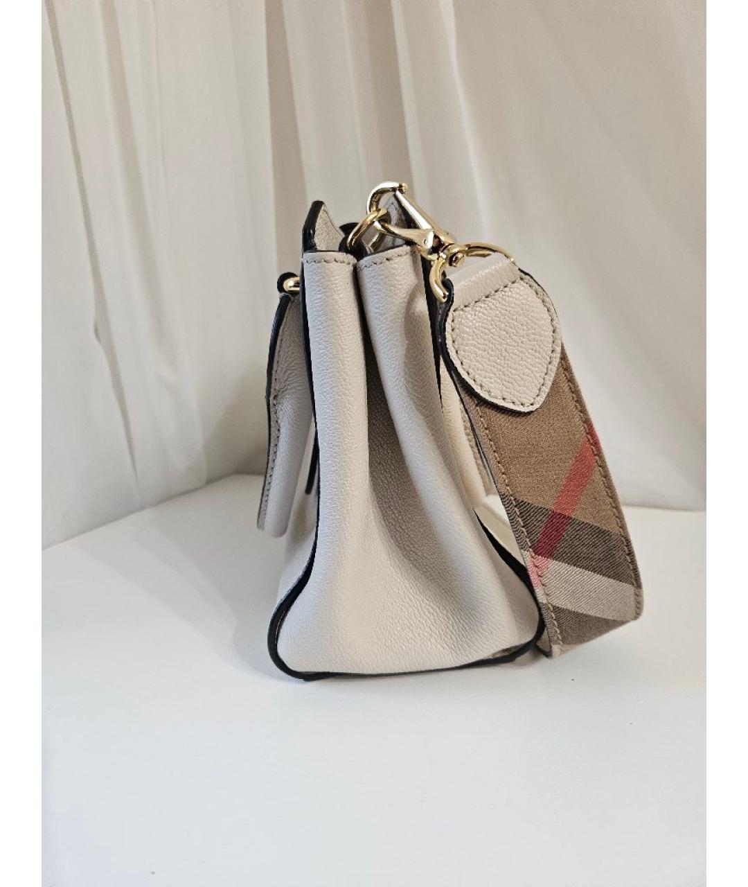 BURBERRY Бежевая кожаная сумка с короткими ручками, фото 6