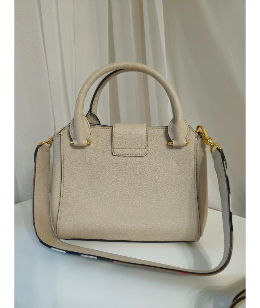 BURBERRY Бежевая кожаная сумка с короткими ручками, фото 3