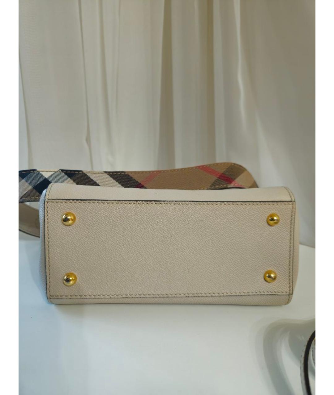 BURBERRY Бежевая кожаная сумка с короткими ручками, фото 5
