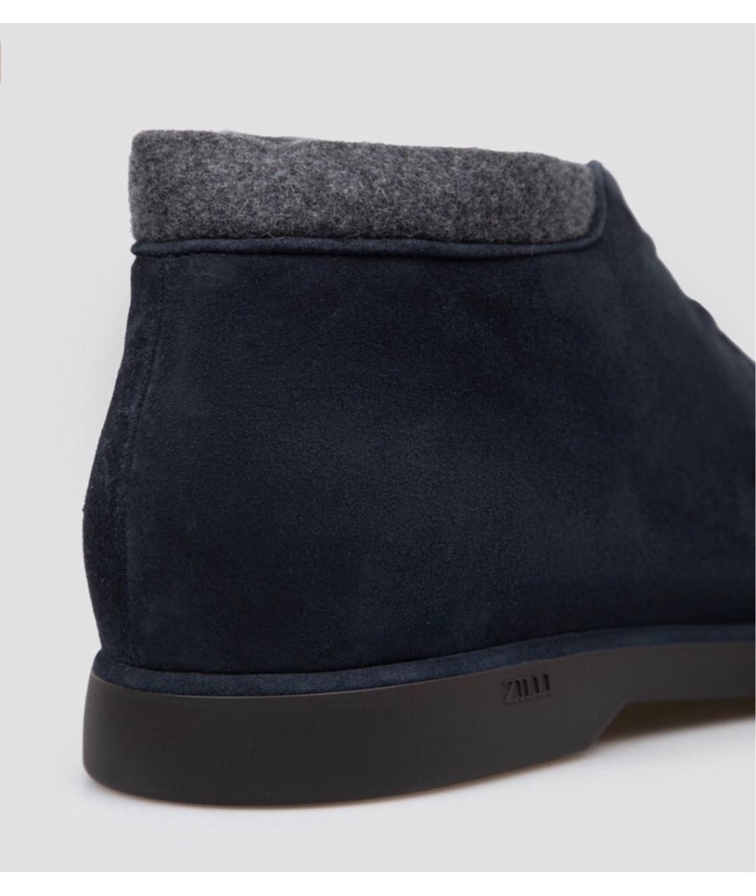 ZILLI Темно-синие замшевые низкие ботинки, фото 5