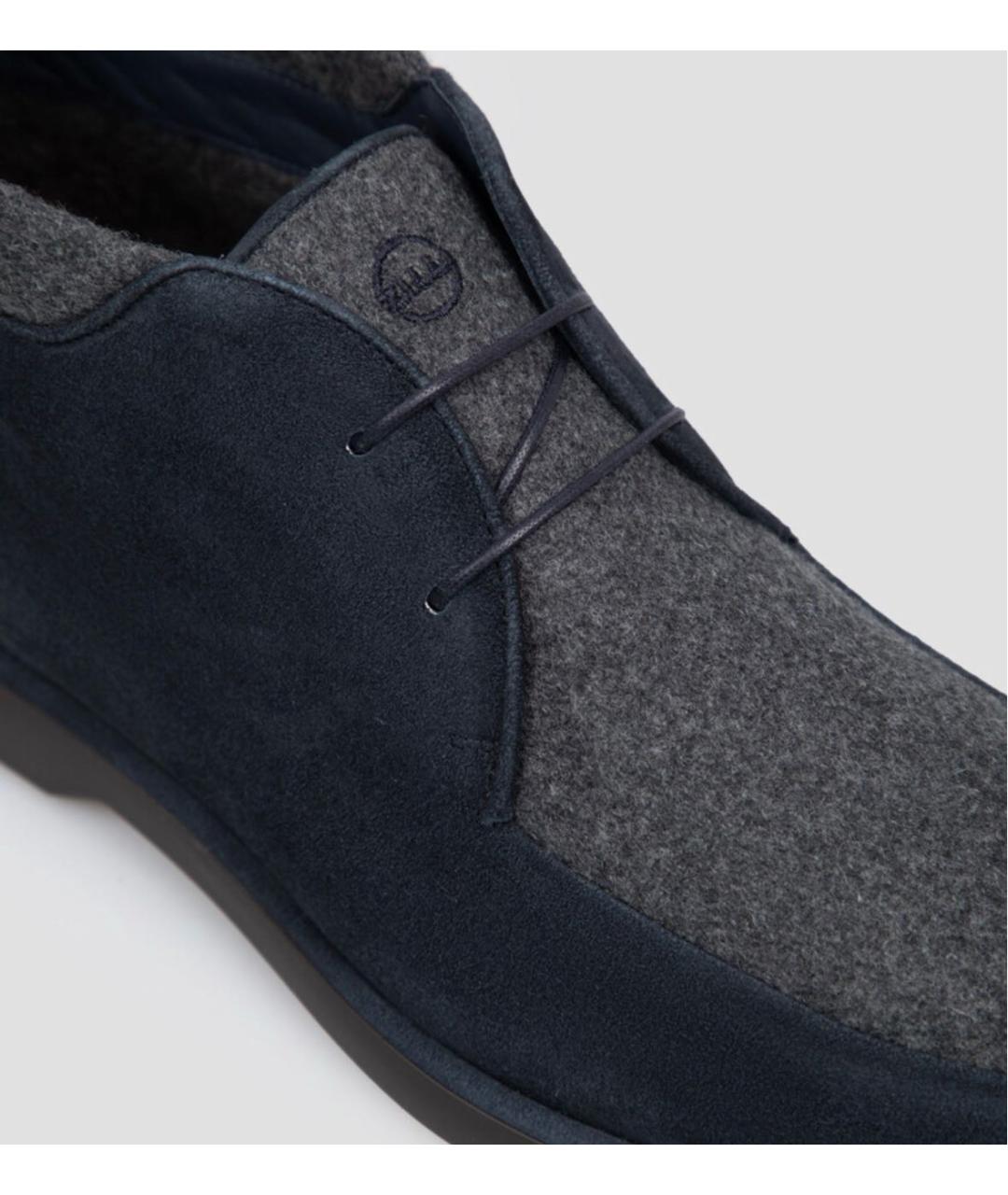 ZILLI Темно-синие замшевые низкие ботинки, фото 4