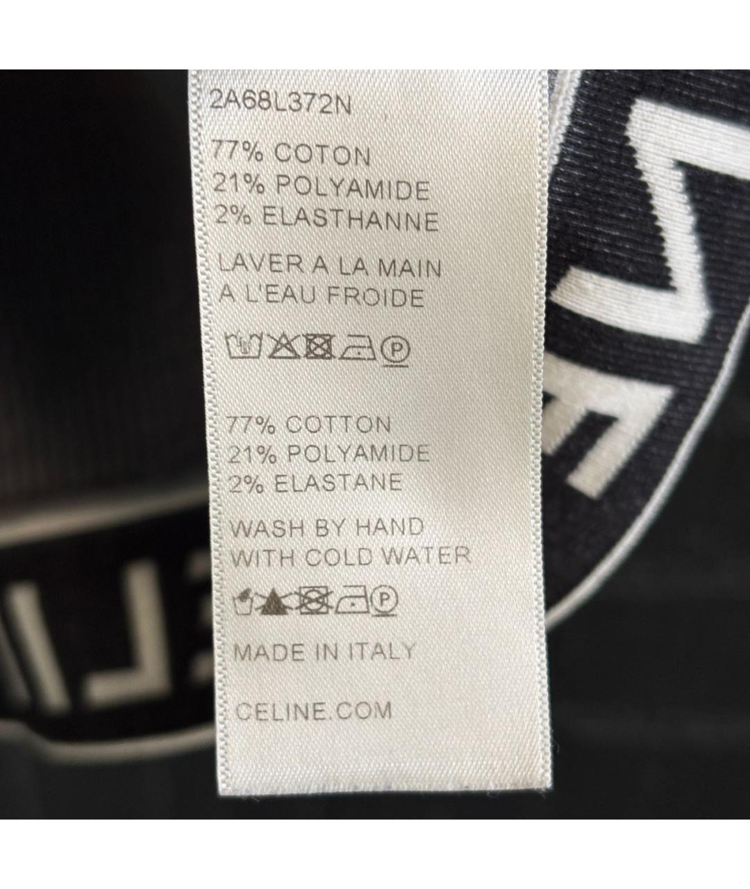 CELINE Антрацитовая хлопко-эластановая футболка, фото 4