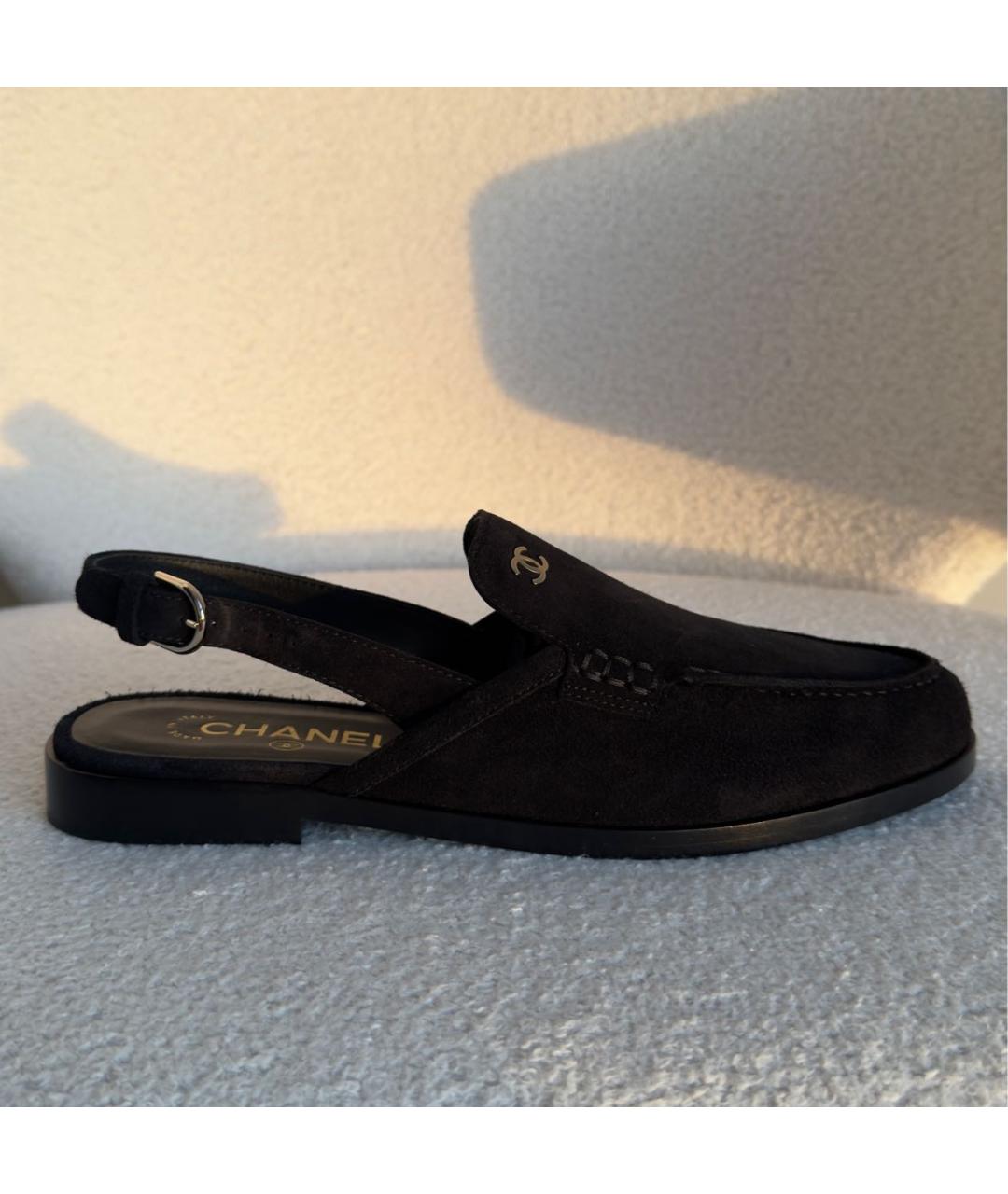 CHANEL Черные замшевые мюли, фото 6