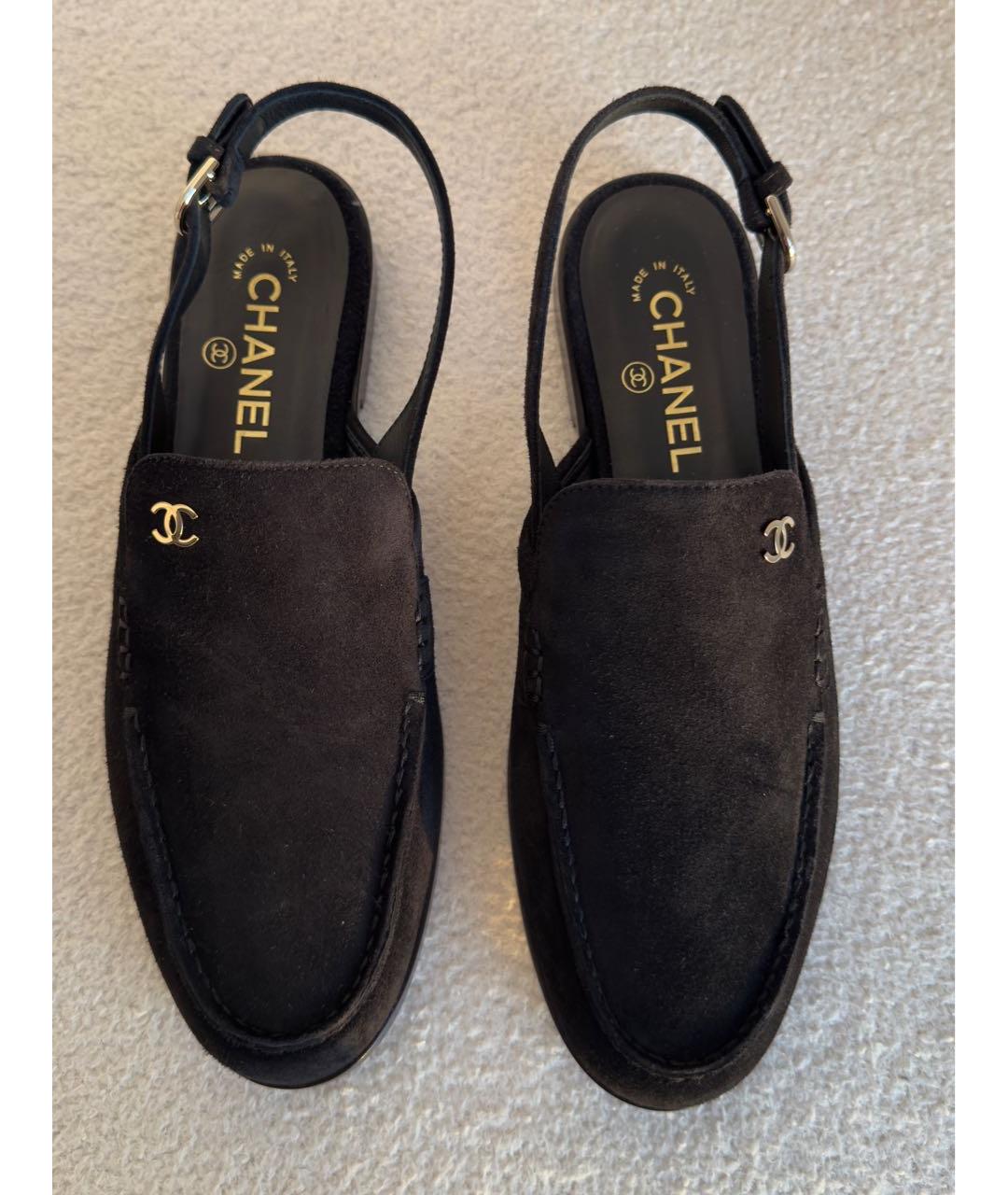 CHANEL Черные замшевые мюли, фото 2
