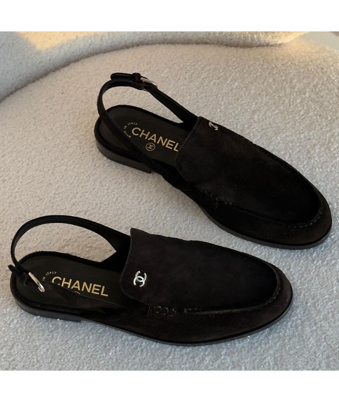 CHANEL Черные замшевые мюли, фото 5