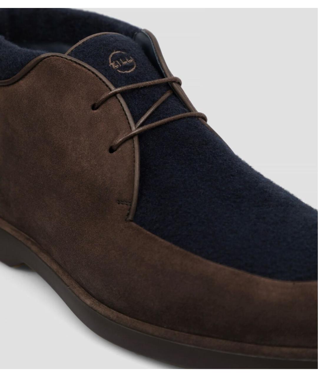 ZILLI Коричневые замшевые низкие ботинки, фото 4