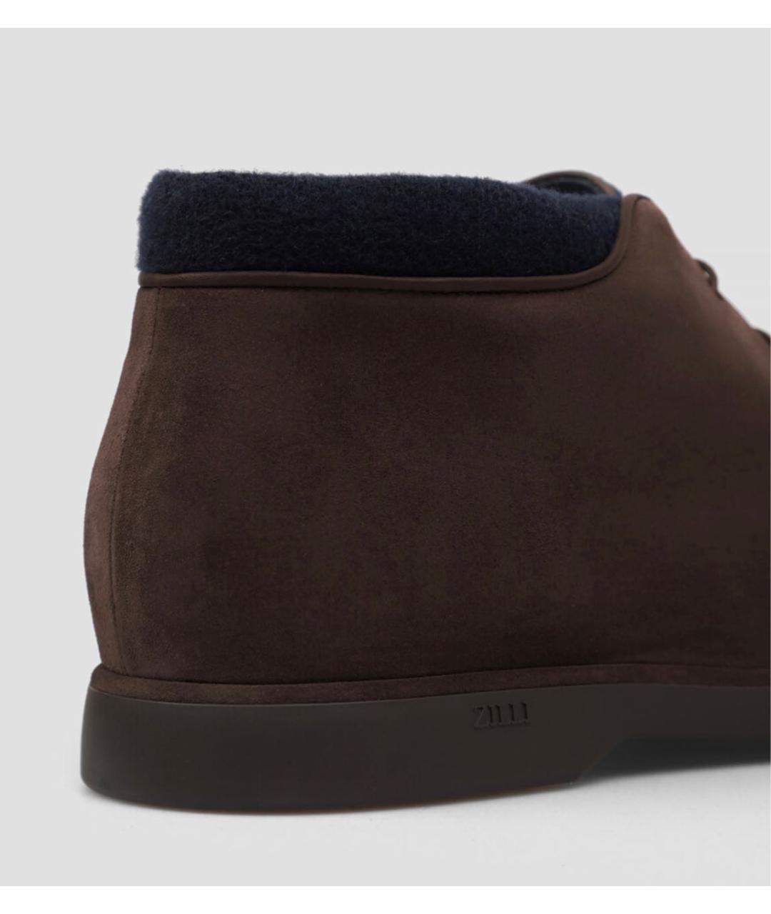 ZILLI Коричневые замшевые низкие ботинки, фото 5