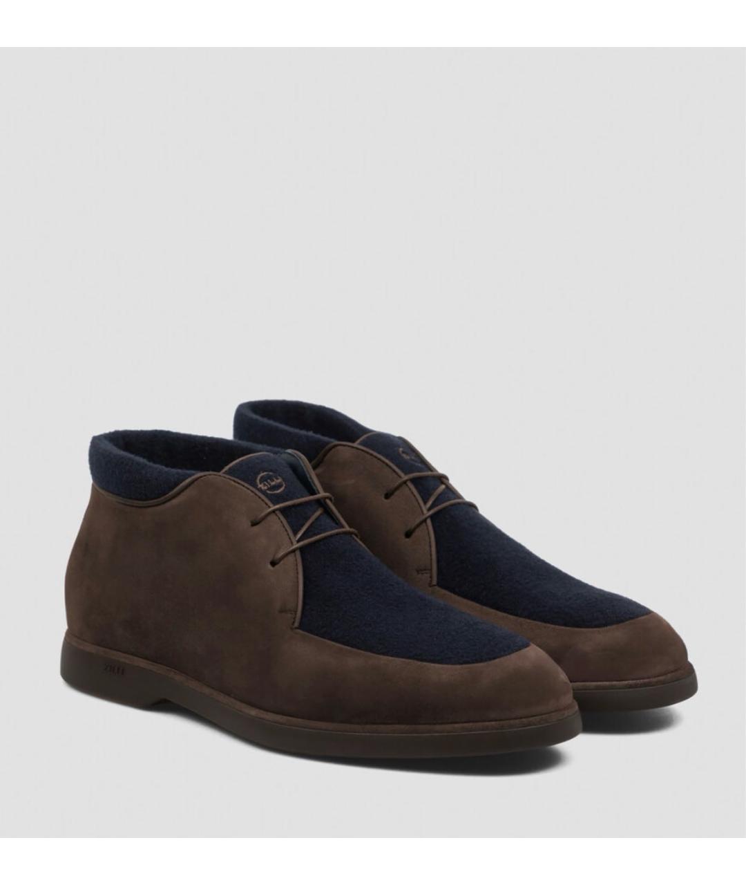 ZILLI Коричневые замшевые низкие ботинки, фото 2