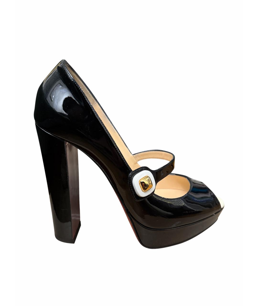 CHRISTIAN LOUBOUTIN Черные кожаные туфли, фото 1