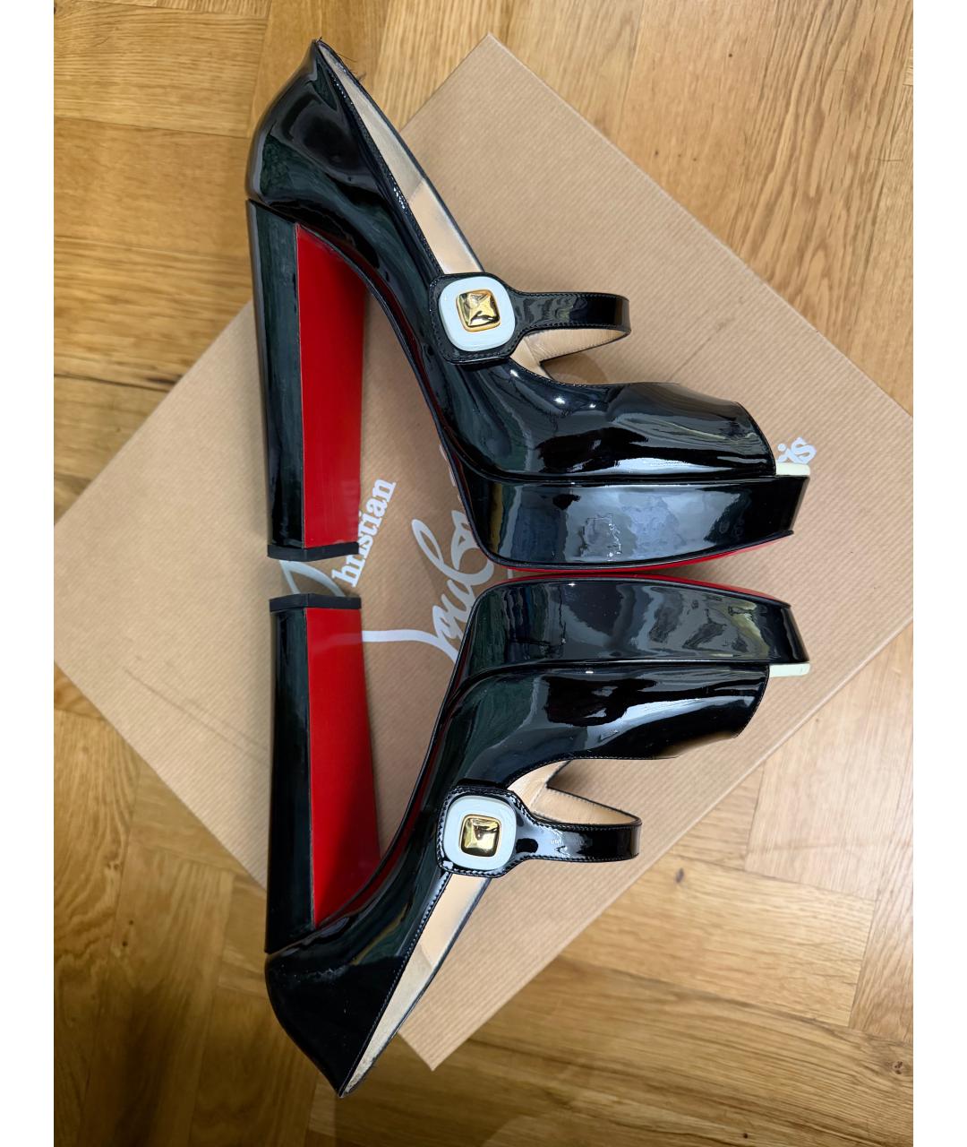 CHRISTIAN LOUBOUTIN Черные кожаные туфли, фото 3