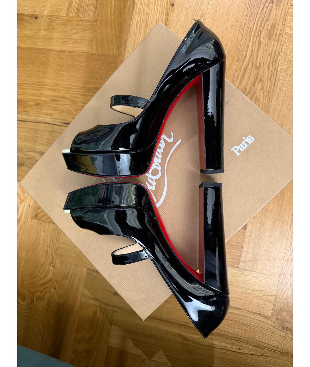 CHRISTIAN LOUBOUTIN Черные кожаные туфли, фото 4