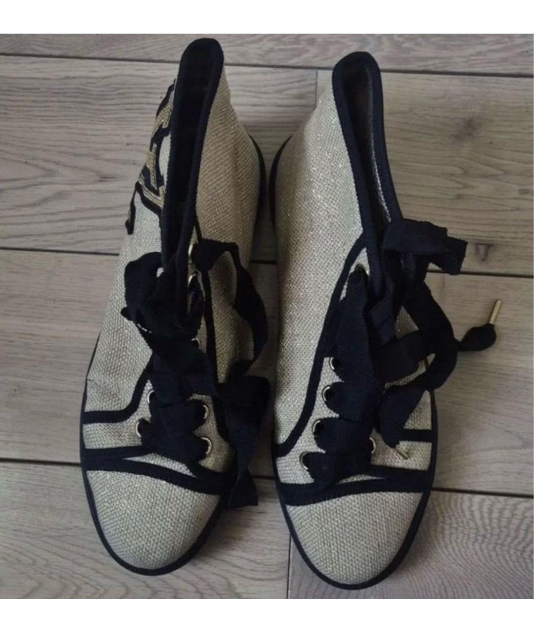 LOUIS VUITTON Бежевые текстильные кеды, фото 2