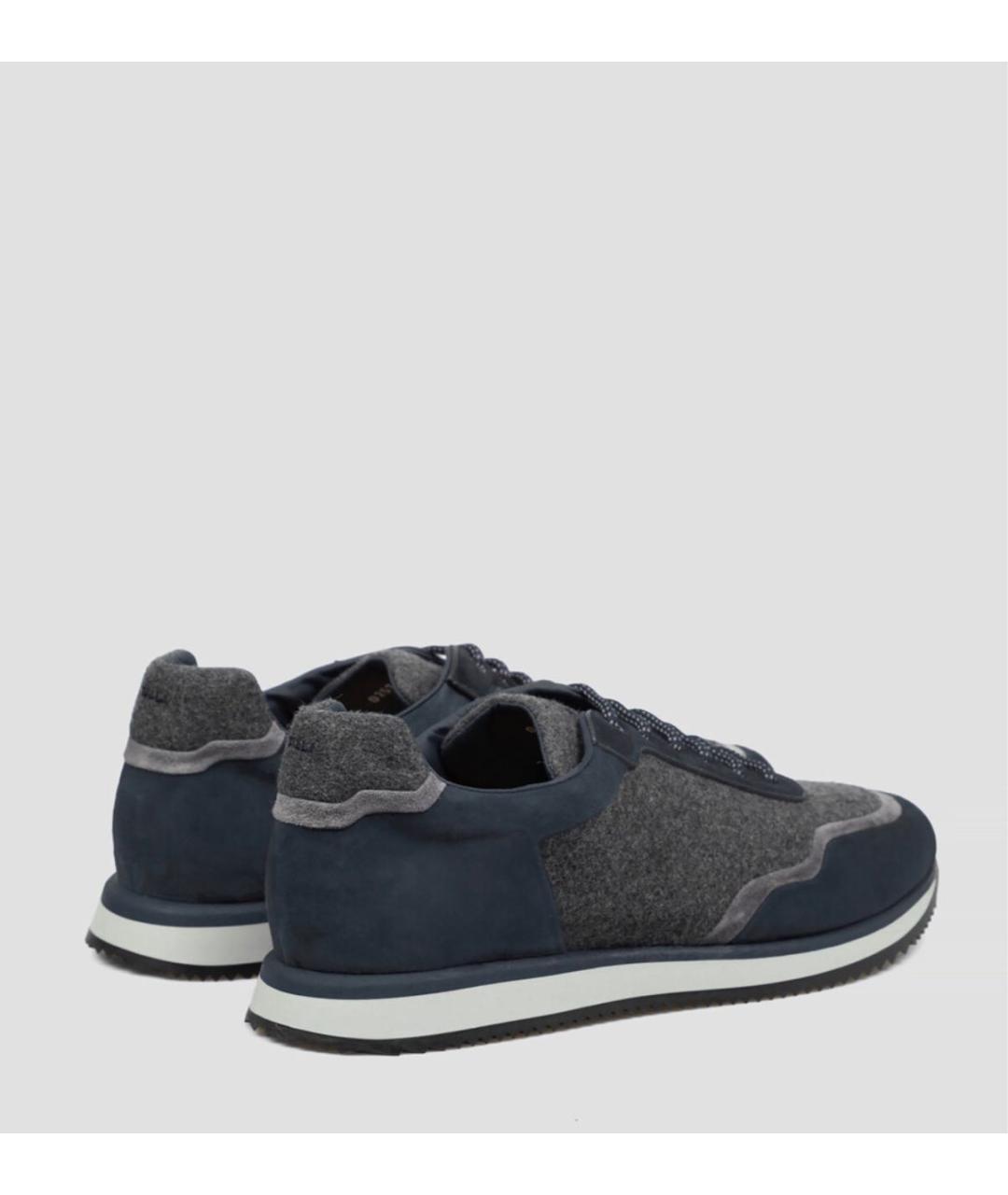 ZILLI Темно-синие замшевые низкие кроссовки / кеды, фото 3