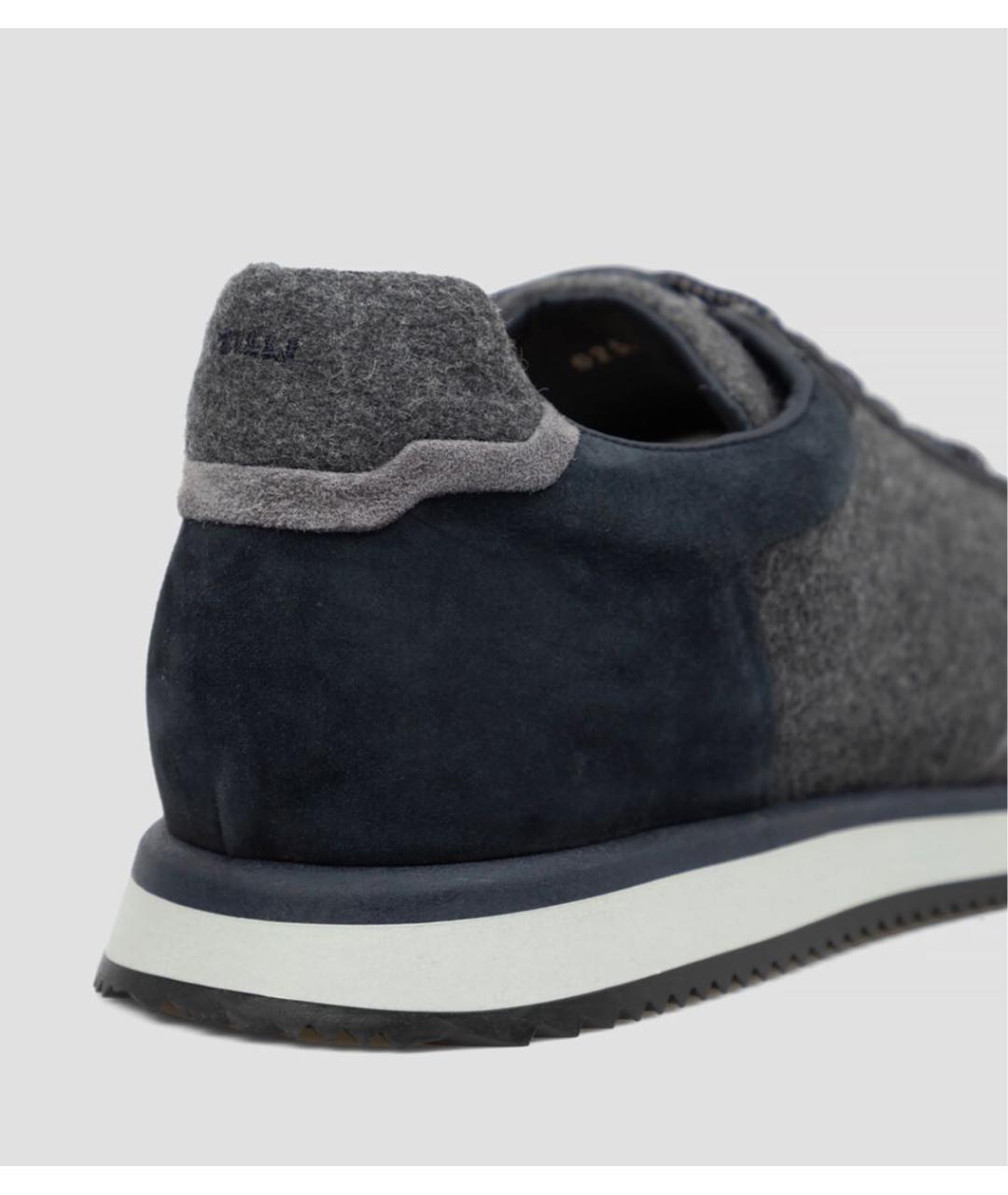 ZILLI Темно-синие замшевые низкие кроссовки / кеды, фото 5