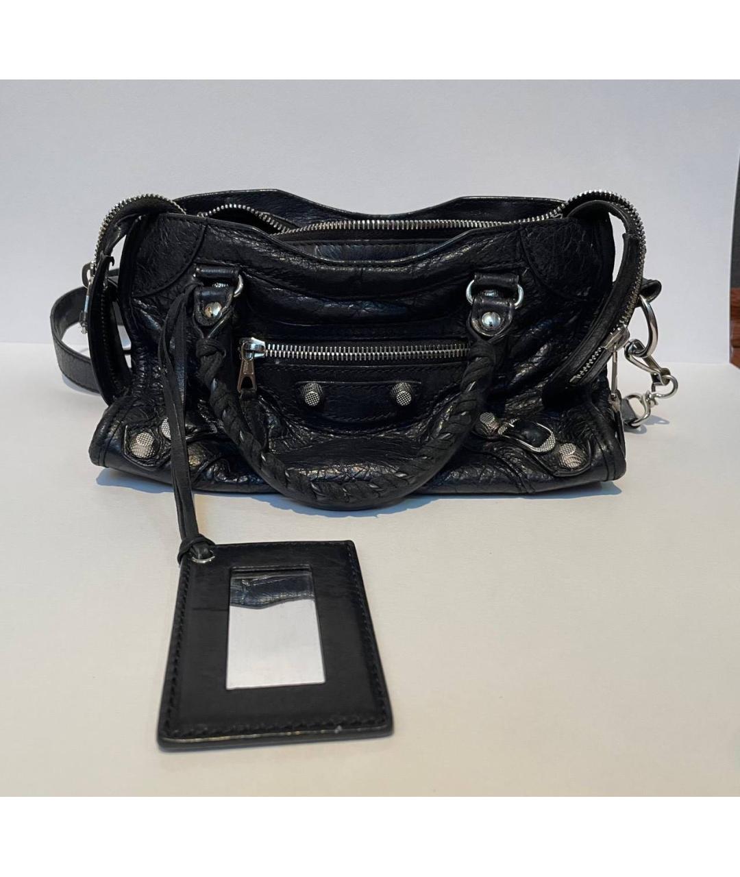 BALENCIAGA Черная сумка с короткими ручками из лакированной кожи, фото 5