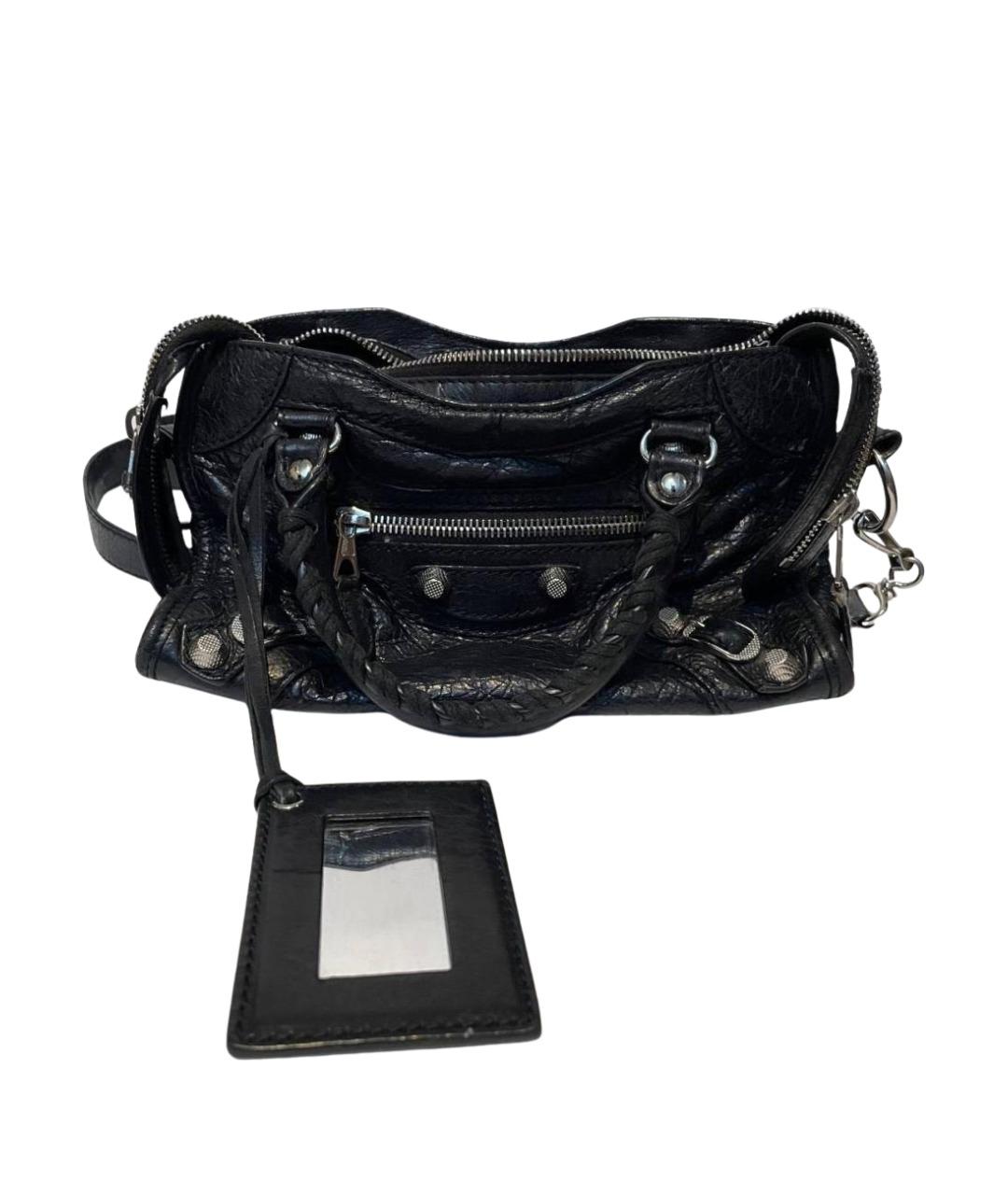 BALENCIAGA Черная сумка с короткими ручками из лакированной кожи, фото 1