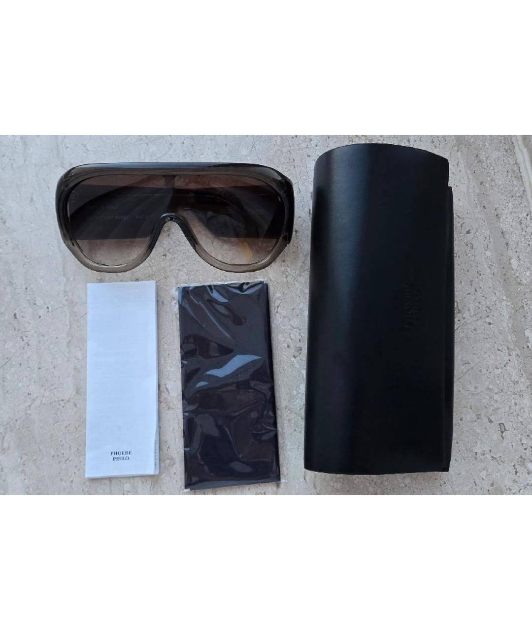 PHOEBE PHILO Коричневые пластиковые солнцезащитные очки, фото 3