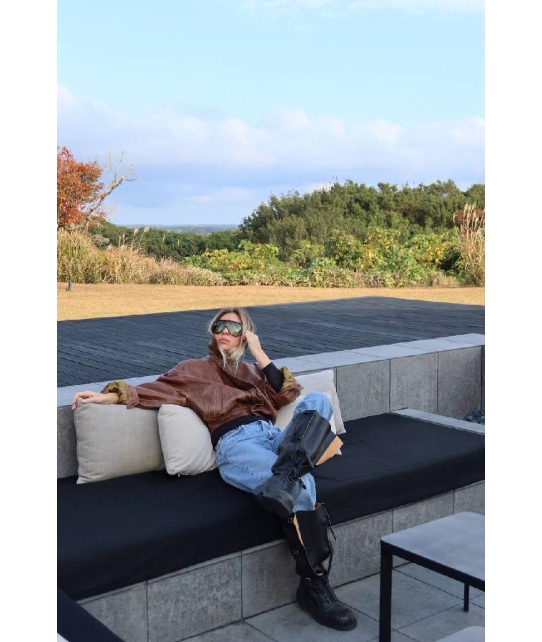 PHOEBE PHILO Коричневые пластиковые солнцезащитные очки, фото 7