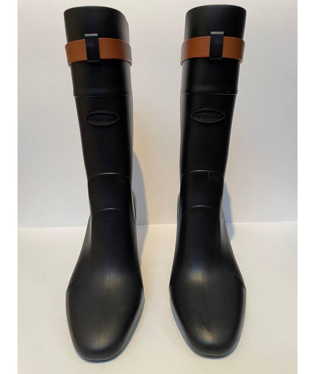 SERGIO ROSSI Черные кожаные сапоги, фото 2