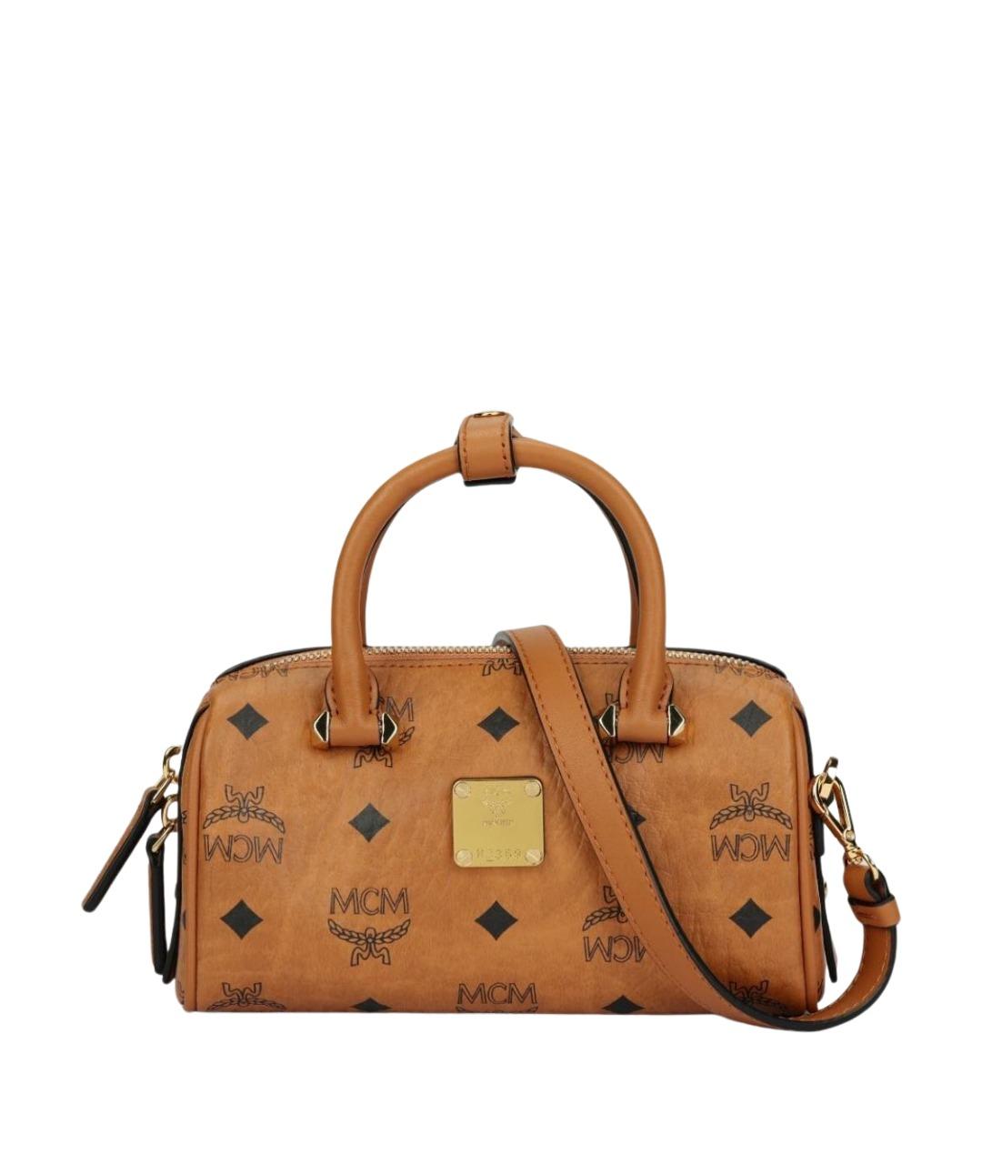 MCM Коричневая кожаная сумка с короткими ручками, фото 1