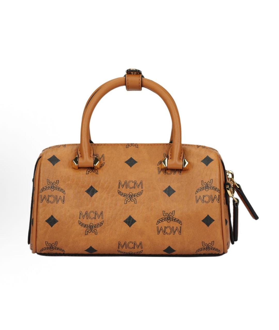 MCM Коричневая кожаная сумка с короткими ручками, фото 3