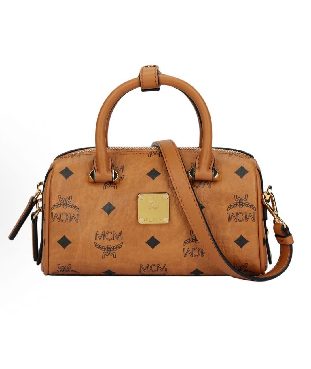 MCM Коричневая кожаная сумка с короткими ручками, фото 9