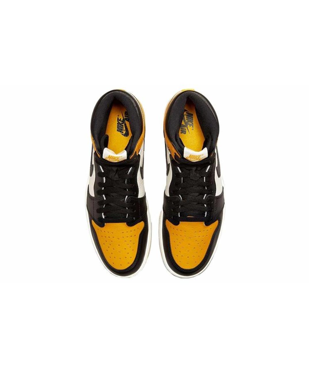 JORDAN Желтые кожаные высокие кроссовки / кеды, фото 4