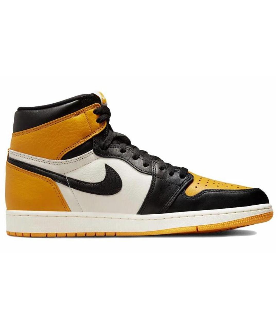 JORDAN Желтые кожаные высокие кроссовки / кеды, фото 5