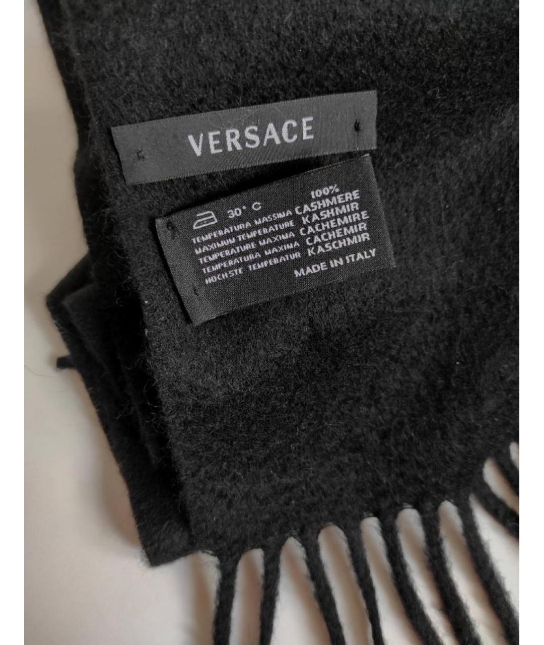 VERSACE Черный кашемировый шарф, фото 3