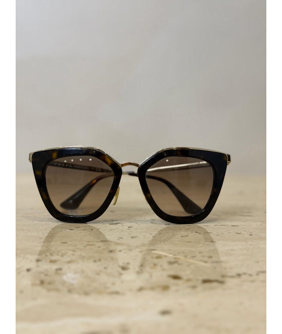 PRADA Коричневые пластиковые солнцезащитные очки, фото 5