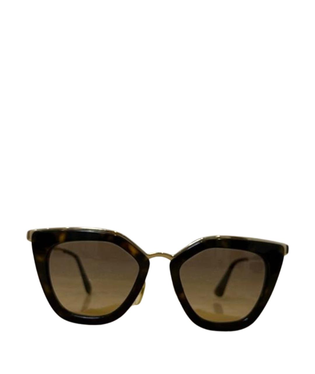 PRADA Коричневые пластиковые солнцезащитные очки, фото 1