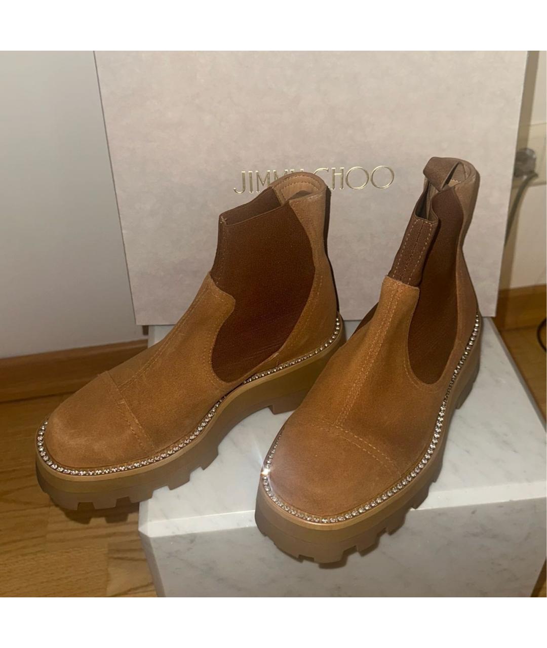 JIMMY CHOO Коричневые замшевые ботинки, фото 8