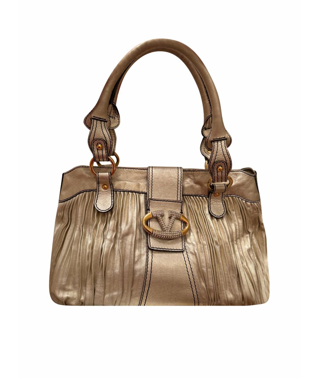VALENTINO Бежевая кожаная сумка с короткими ручками, фото 1