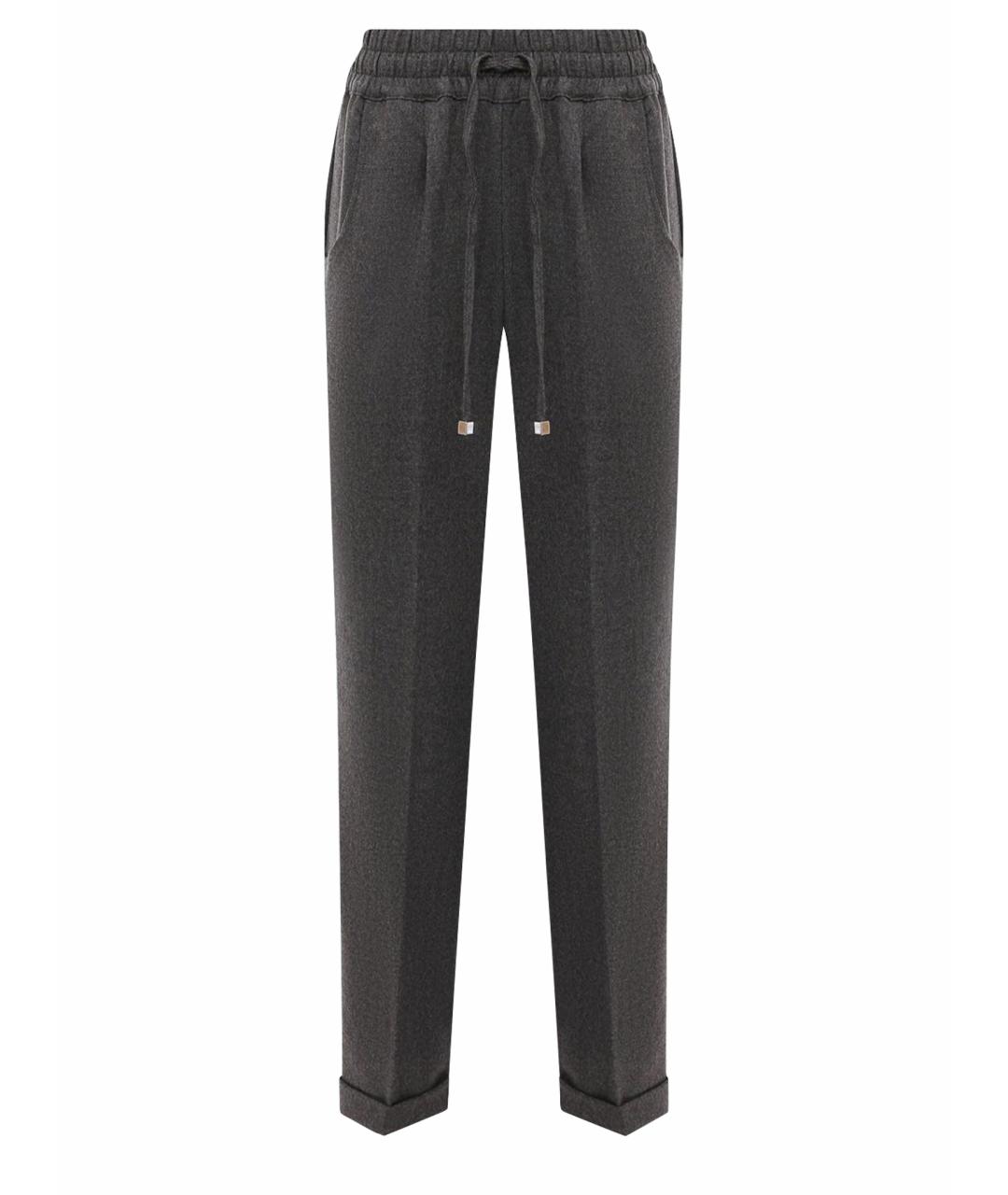 KITON Серые шерстяные прямые брюки, фото 1