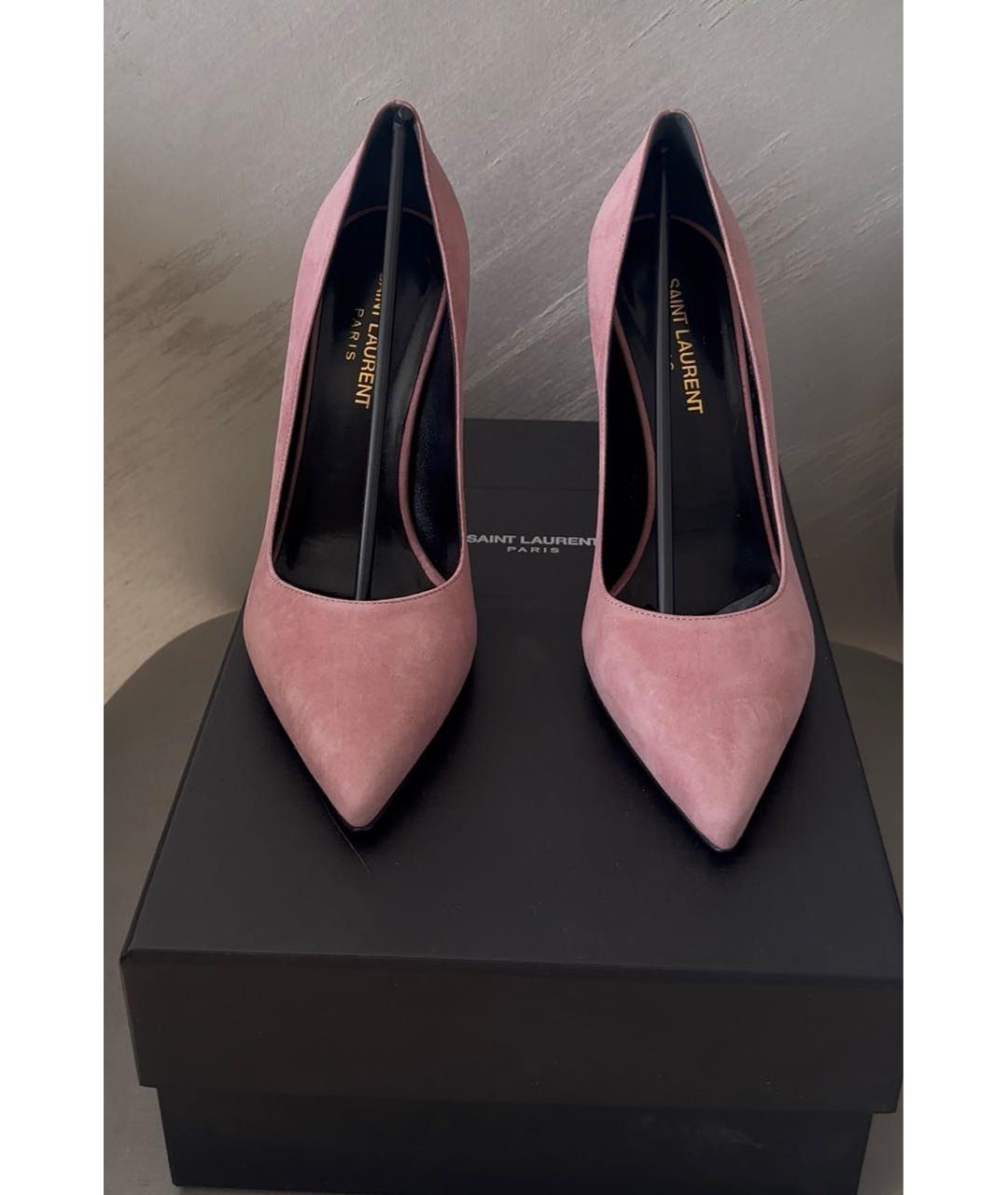 SAINT LAURENT Розовые замшевые туфли, фото 4