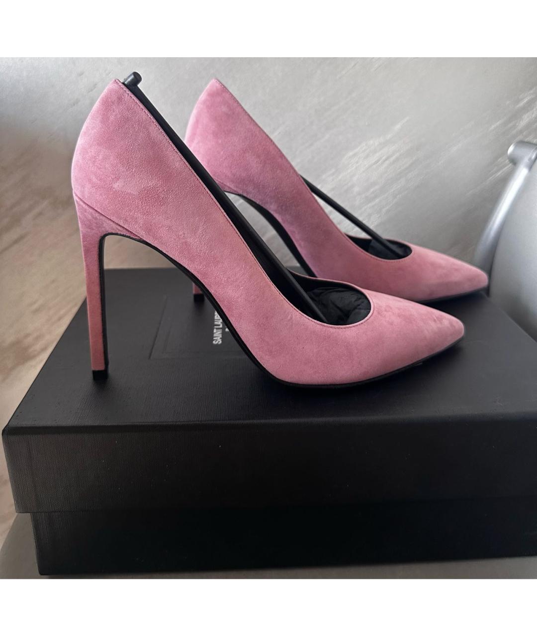 SAINT LAURENT Розовые замшевые туфли, фото 2