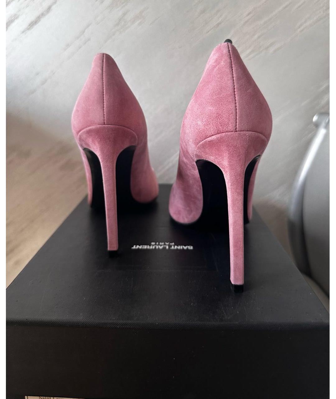 SAINT LAURENT Розовые замшевые туфли, фото 3