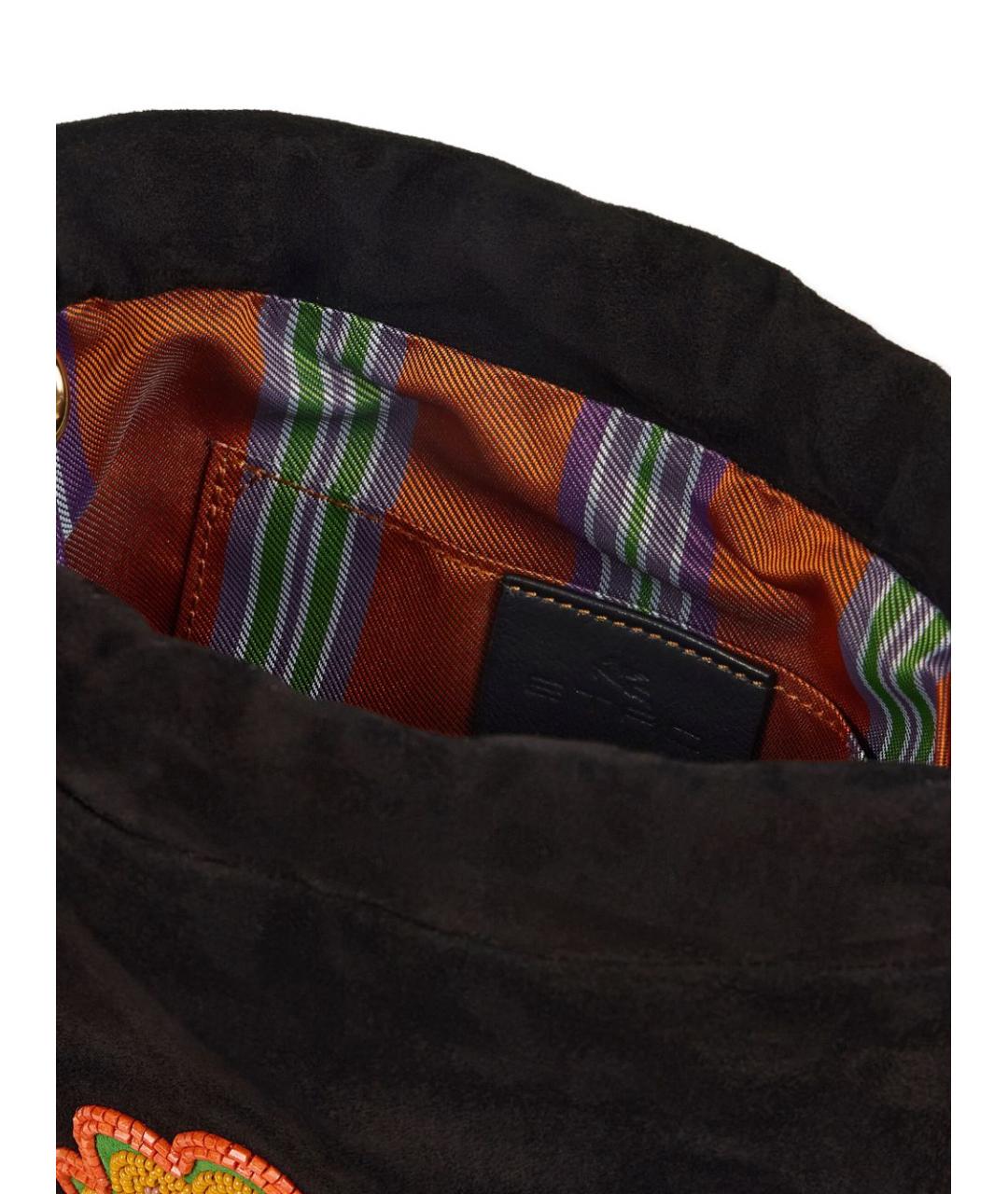 ETRO Черная замшевая сумка с короткими ручками, фото 3