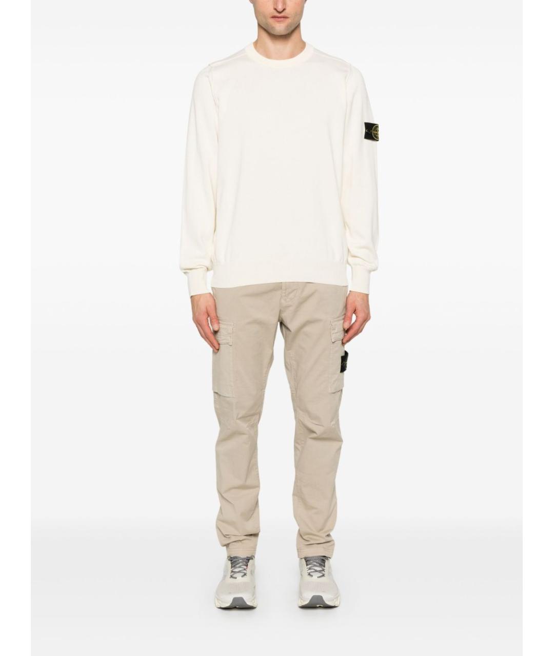 STONE ISLAND Бежевый хлопковый джемпер / свитер, фото 5